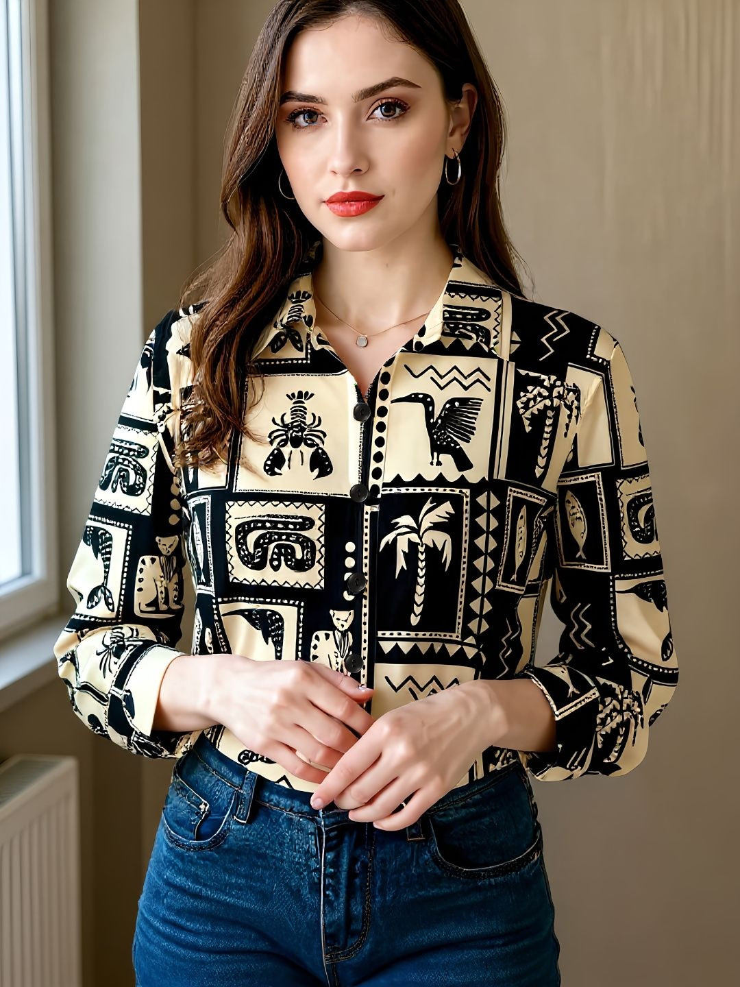 ELVORA Women Comfort Printed Casual Shirt