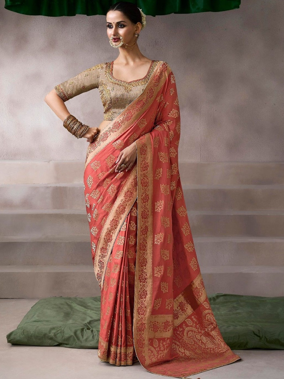 MUKHITA Ethnic Motifs Zari Pure Crepe Designer Banarasi Saree