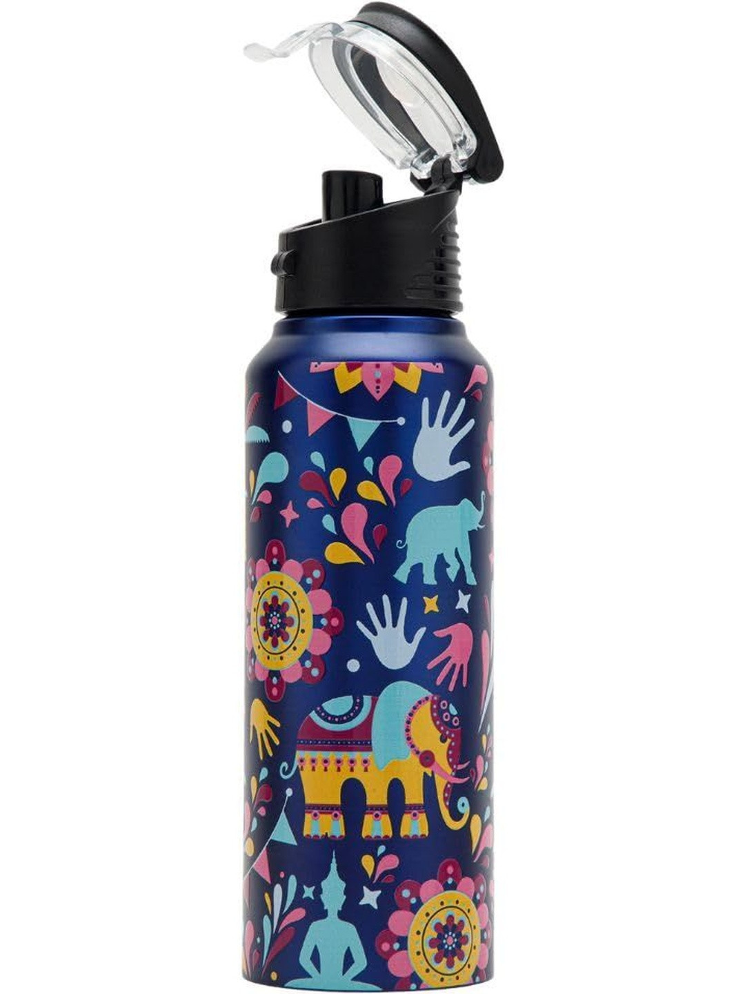 Voik Blue Single Stainless Steel Abstract Water Bottle