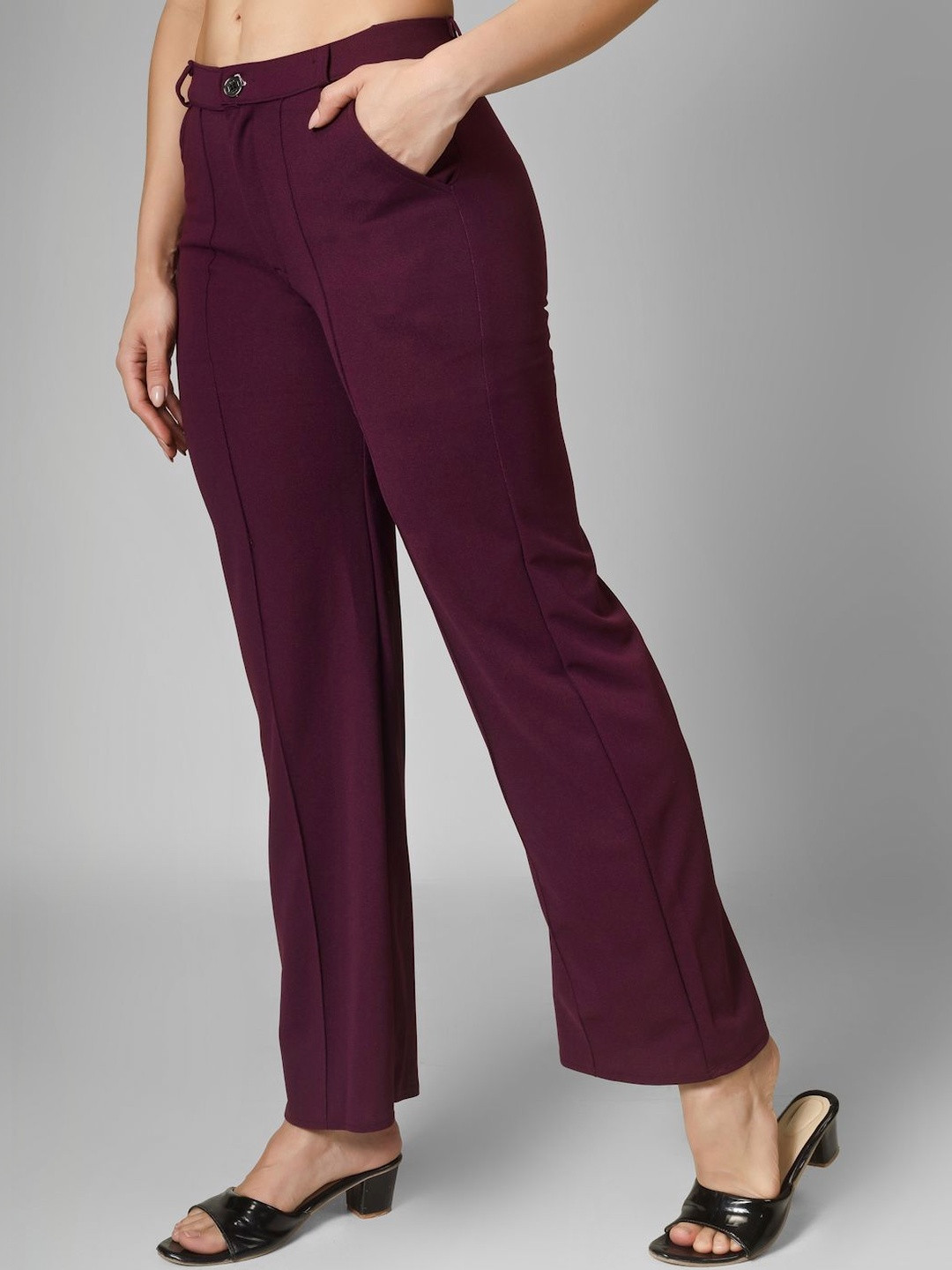 Yunic29 Women Comfort High-Rise Easy Wash Trousers