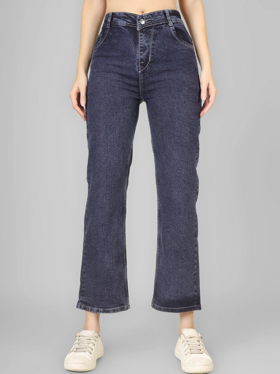 Yunic29 Women Comfort Bootcut High-Rise Light Fade Jeans