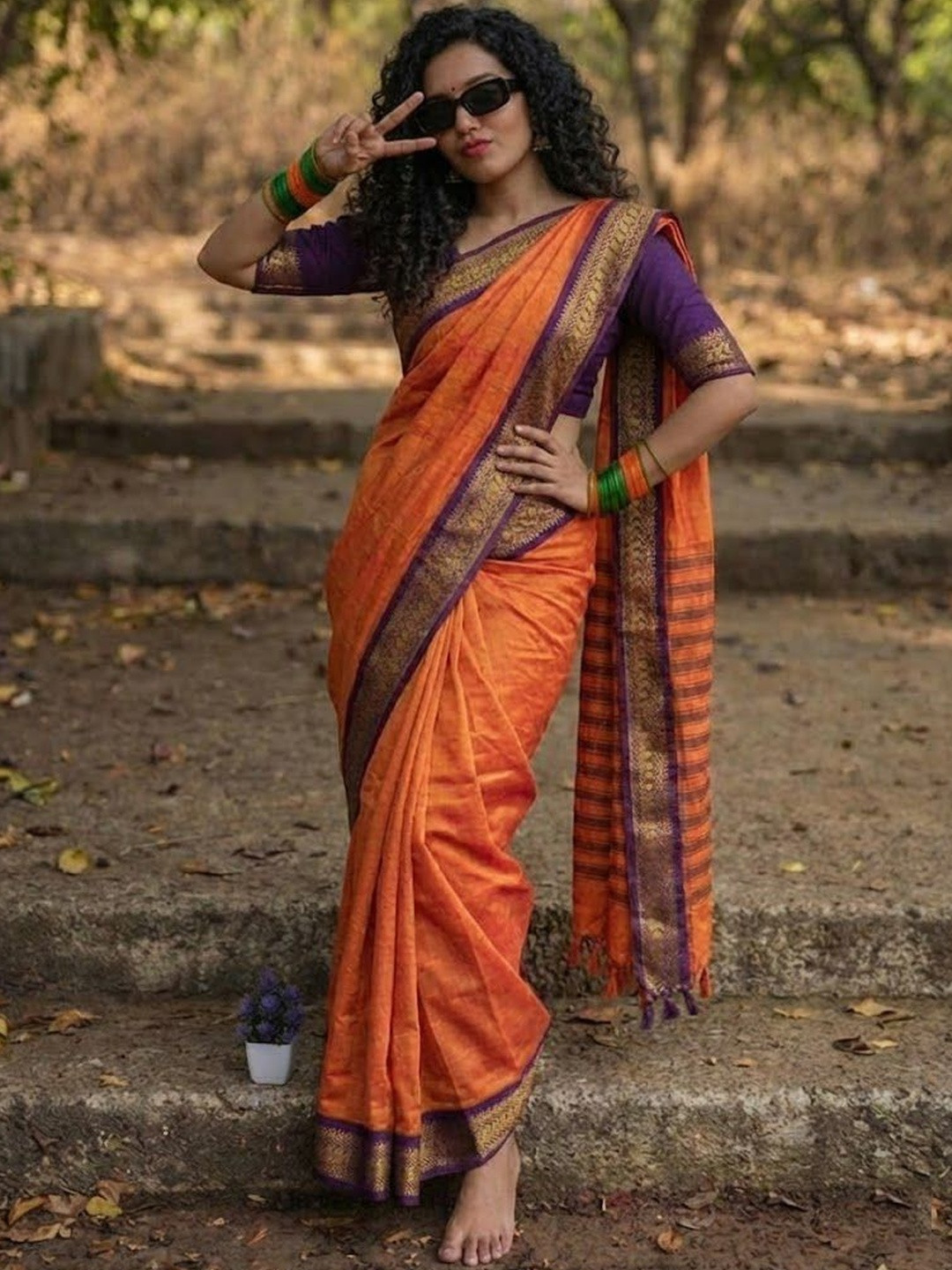 SILKWEAR Ethnic Motifs Zari Silk Cotton Handloom Paithani Saree