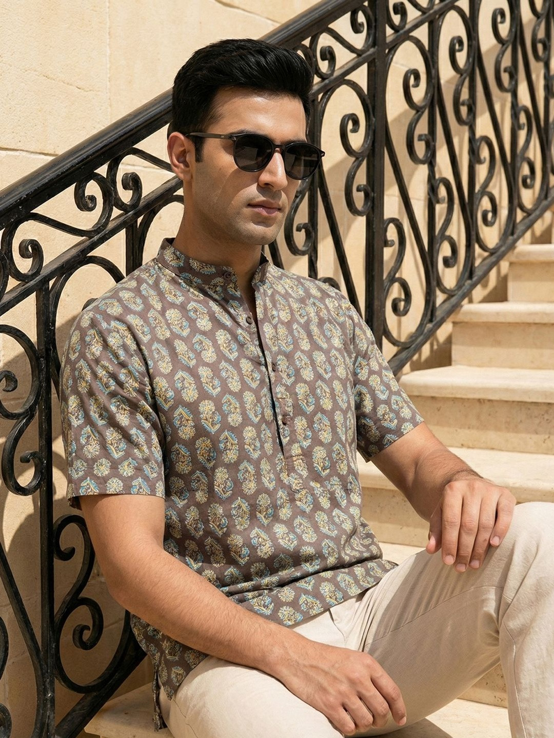 CHHAAP Block Cotton Ethnic Motifs Straight Above Knee Kurta