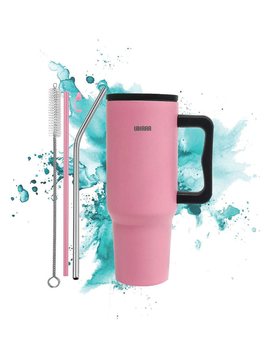 Uthaaa Bubblegum Pink Double Wall Vacuum Insulated Stainless Steel Tumbler 1.2L