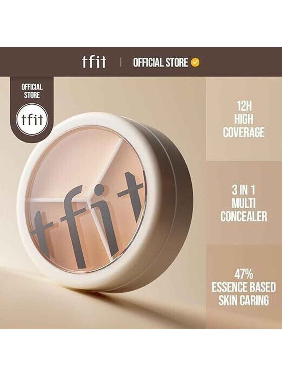 WRYAK 3-In-1 Full Coverage Concealer Palatte - Light Beige Natural Beige & Dark Beige