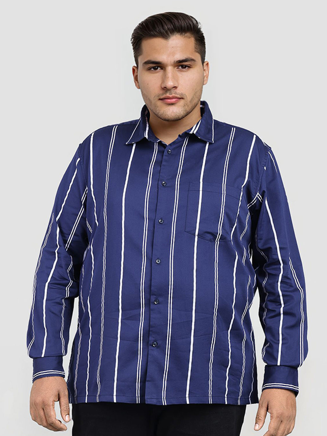 IVOC Vertical Stripes Striped Spread Collar Cotton Regular Fit Shirt