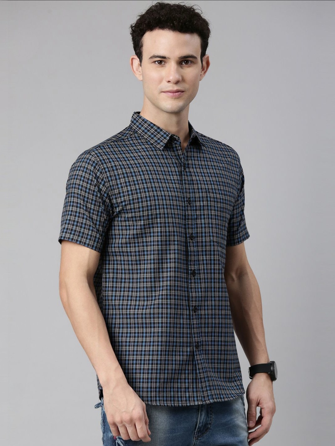 Metronaut Men Gingham Checks Checked Casual Shirt