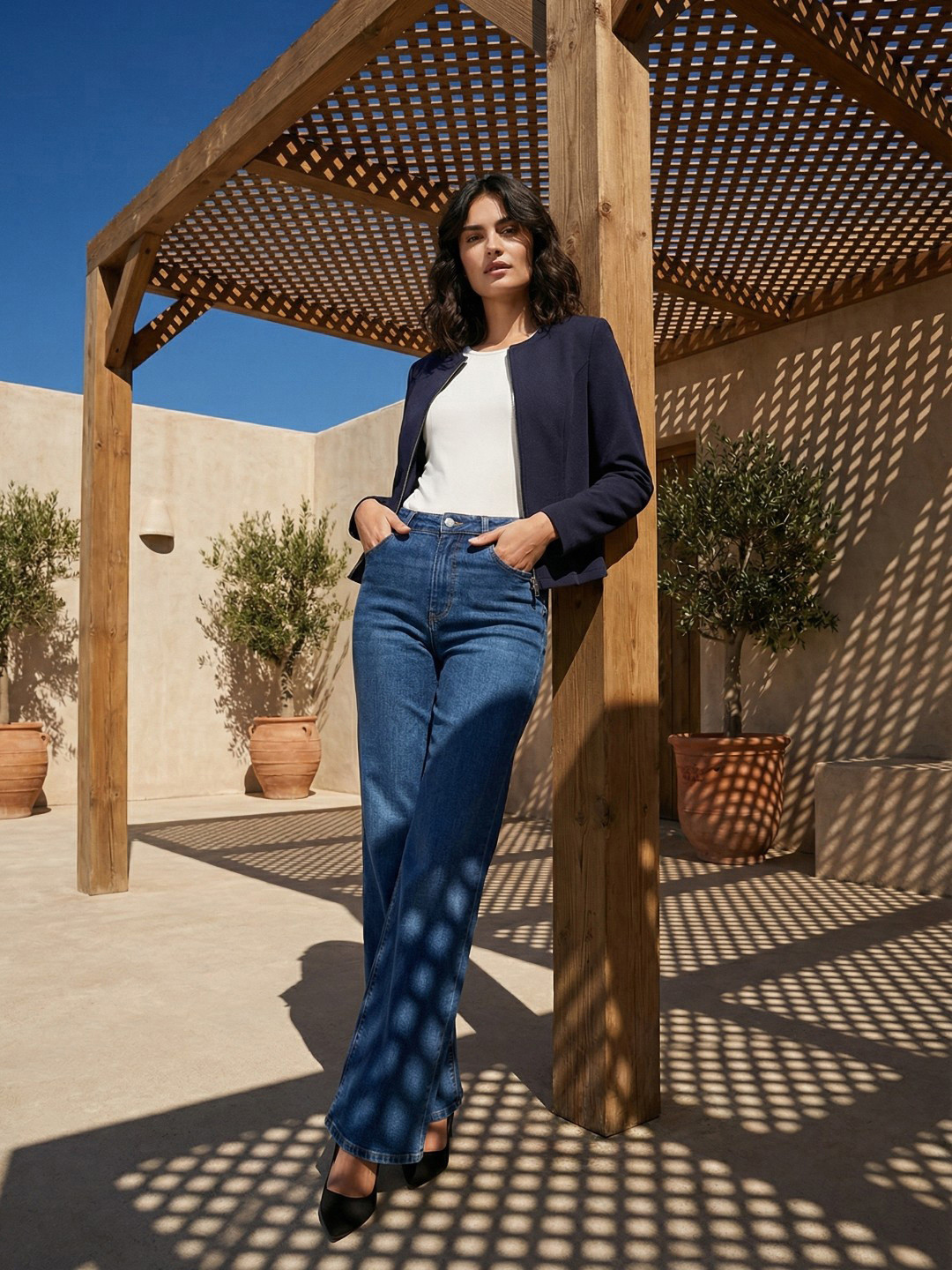 Navy Blue Round Neck Formal Jacket