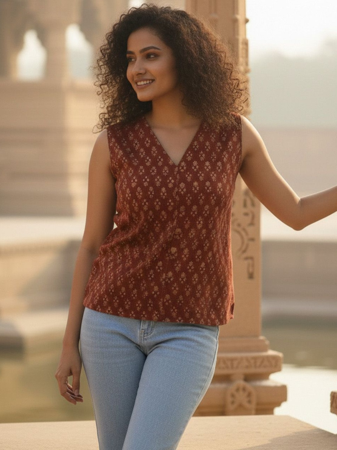 Varanga Print Ethnic Cotton Top