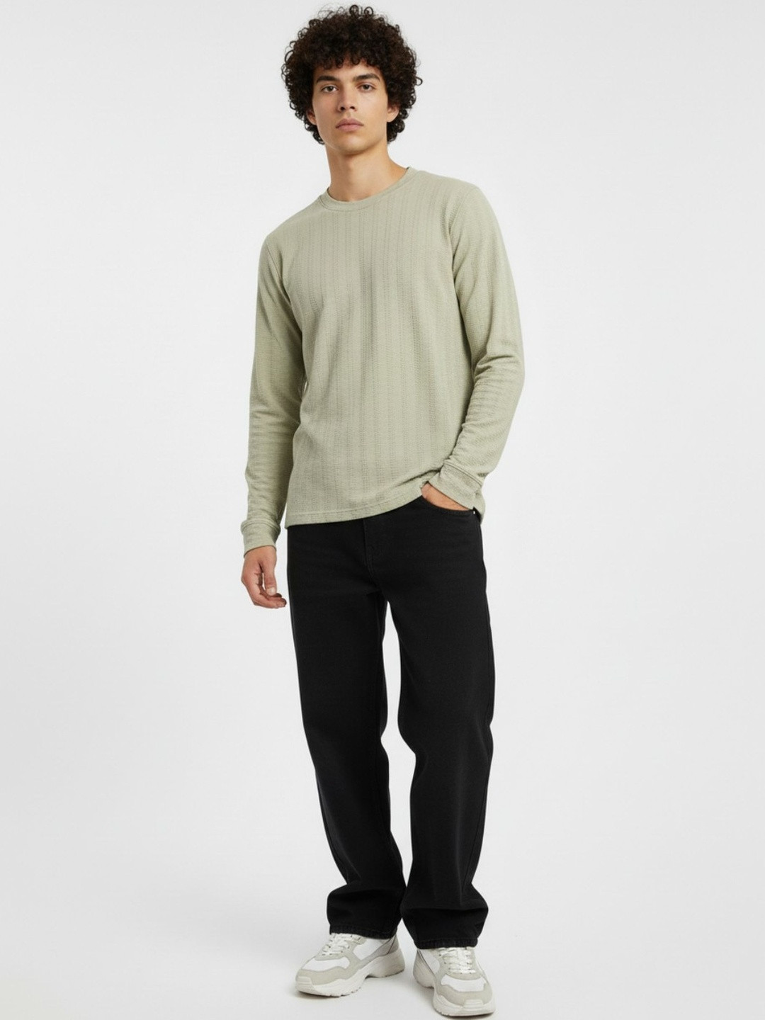 Olive Green Regular Fit Round Neck T-shirt