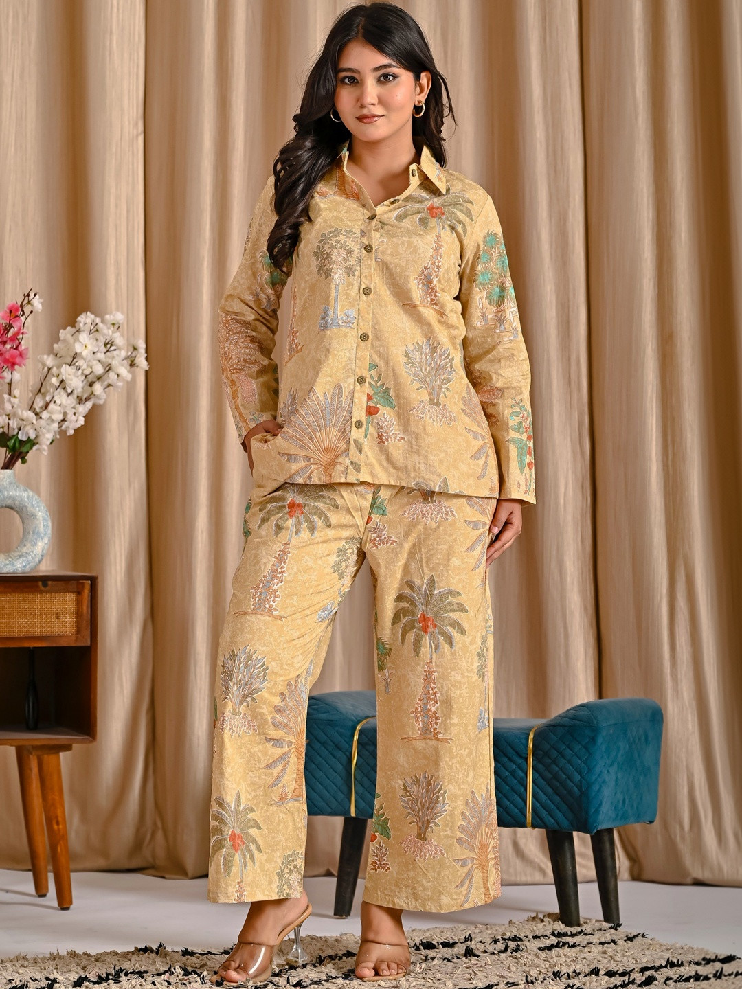 KIAARON Printed Shirt With Trousers Co-Ords