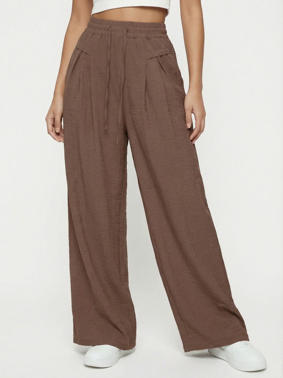 glitchez Women Textured High-Rise Trousers