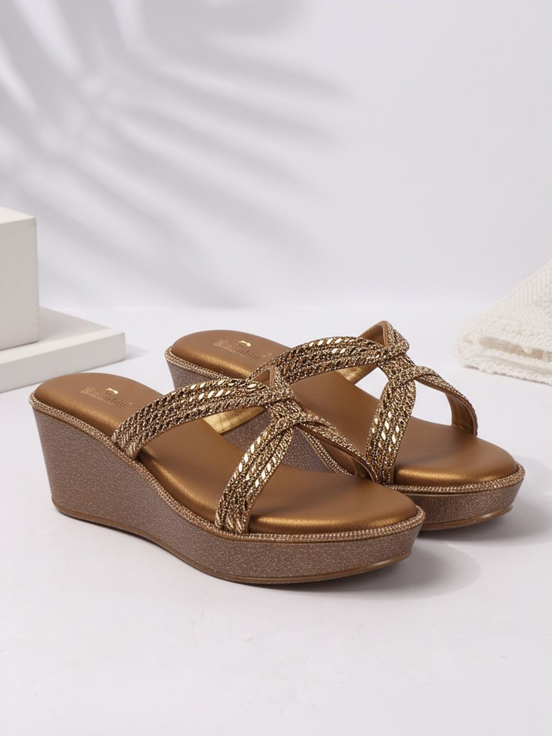 Dollphin Textured PU Party Wedge Sandals