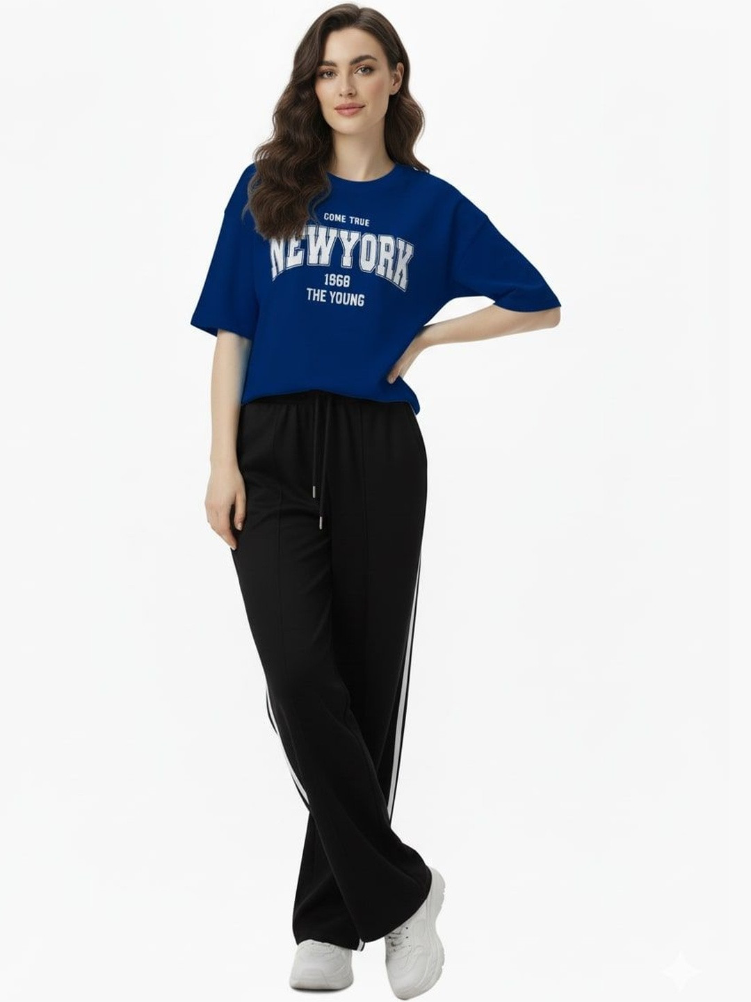 DIAZ Printed Cotton Blend Round Neck Oversized Co-Ords
