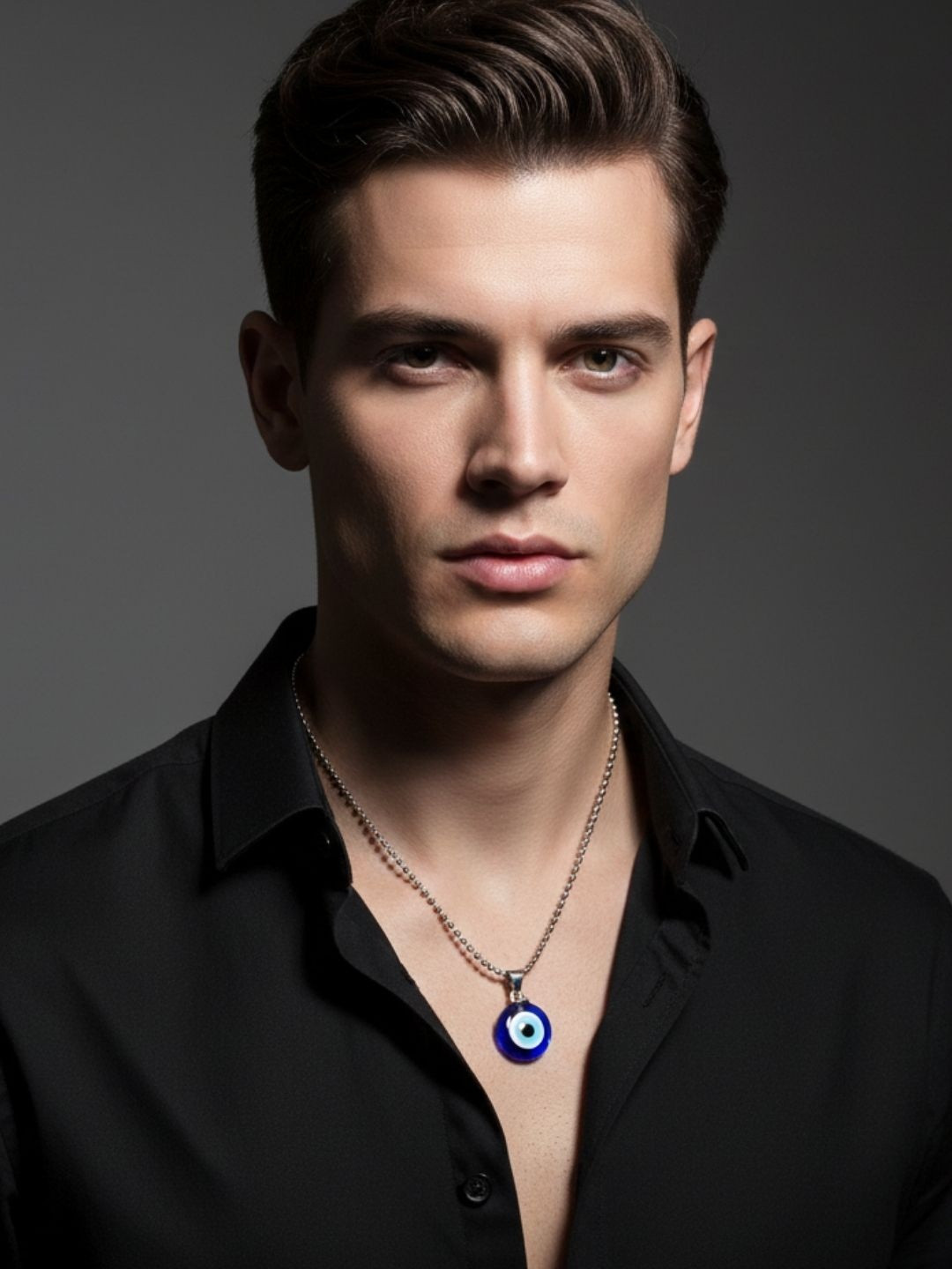 I Jewels Men Silver Plated Chain With Evil Eye Pendent