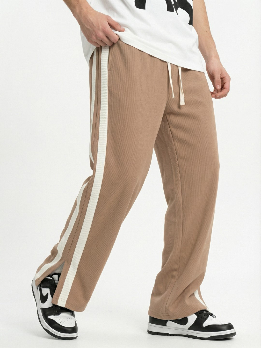 glitchez Men Striped High-Rise Trousers