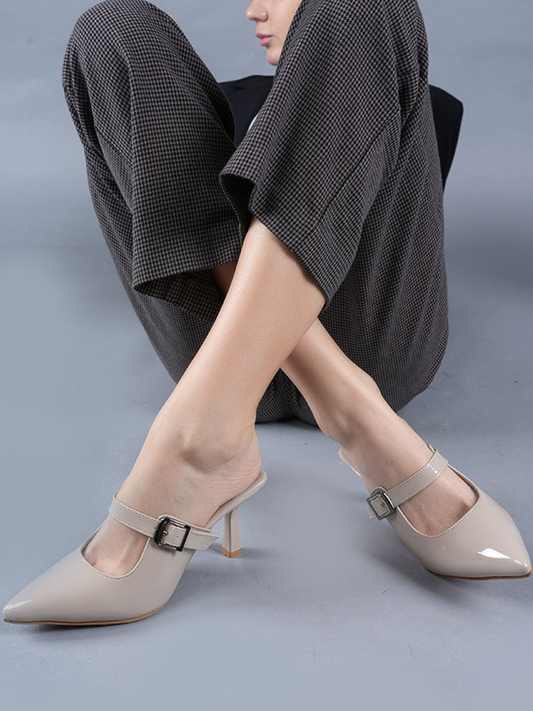 Lavie Slim Heeled Mules with Buckles