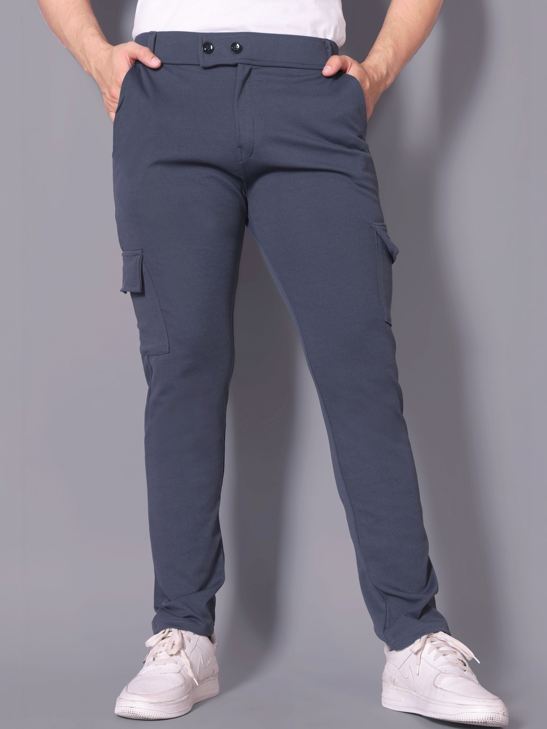 La Pajaro Men Relaxed Stain Resistant Corduroy Cargos Trousers