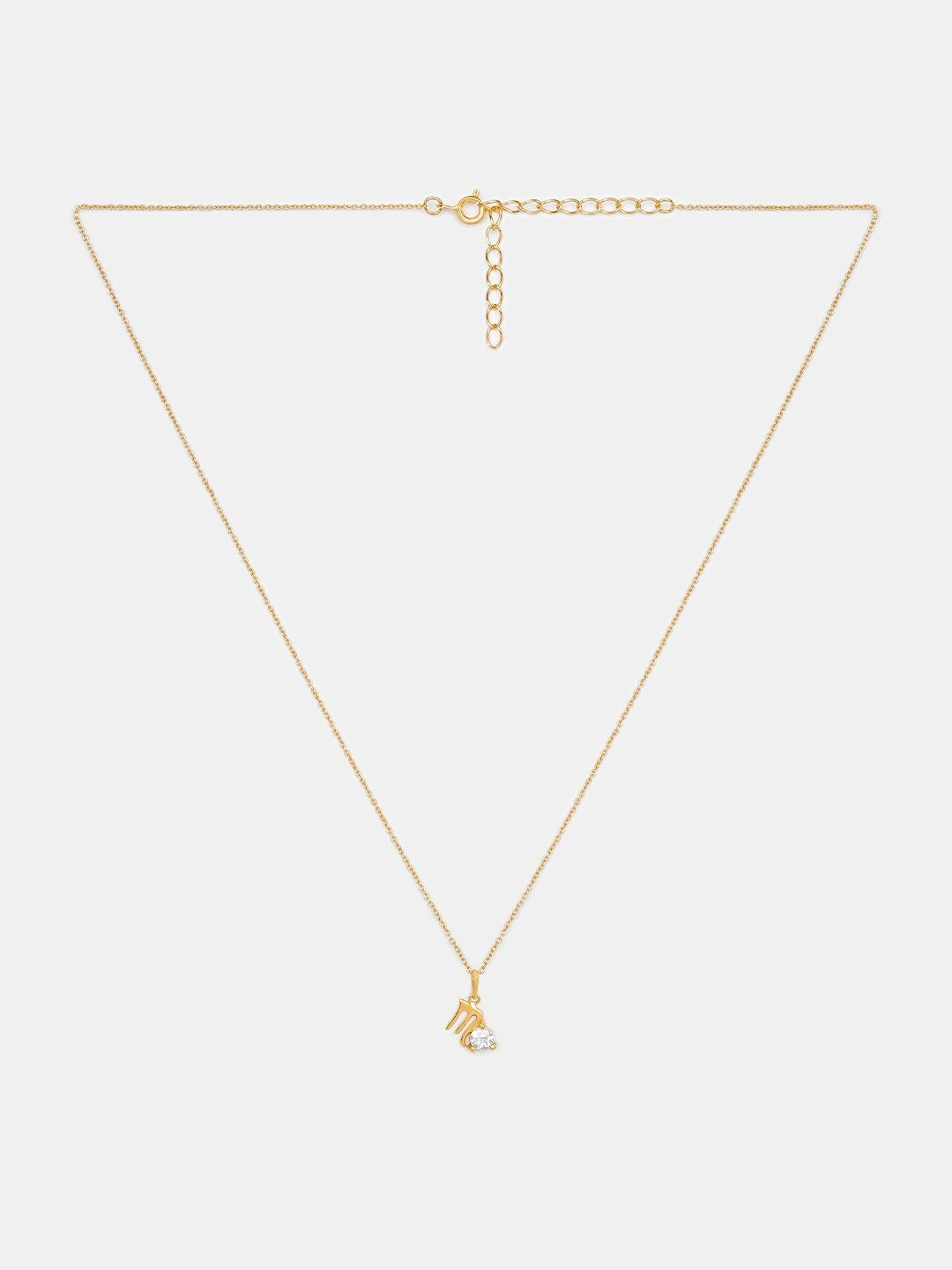 SHAYA Gold-Plated Stone-Studded Pendant With Chain