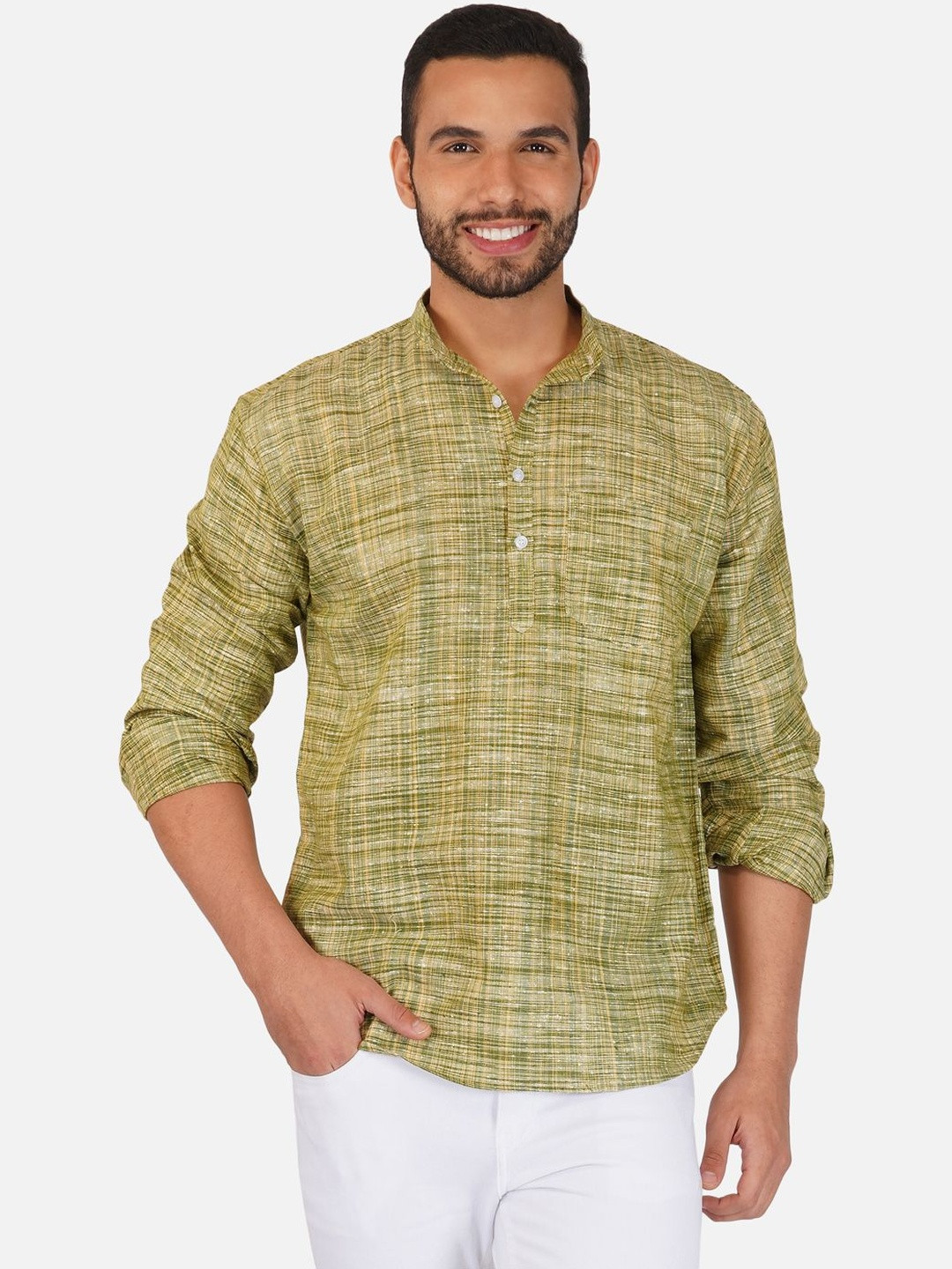 KHADDARVAS Men Striped Khadi Shirt