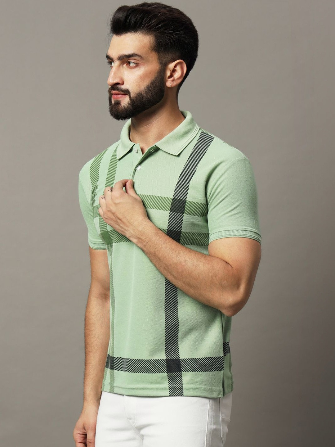 SZN Men Self Design Polo Collar T-shirt