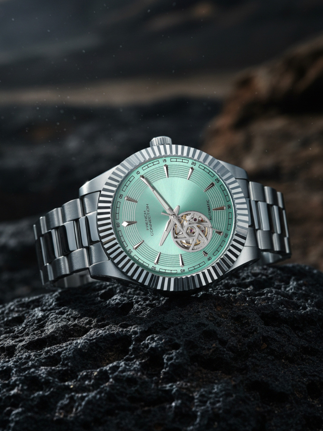 French Connection Torqueline MenRound Dial Bracelet Style Straps Automatic Watch FCA35NSM