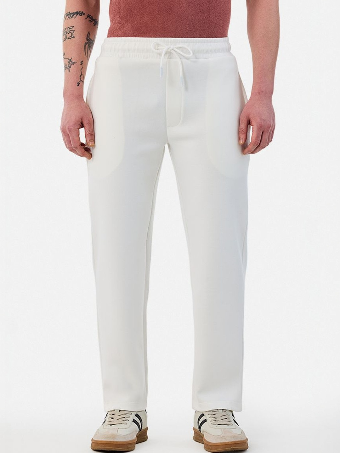 Snitch Off White Mid Rise Relaxed Fit Trackpant