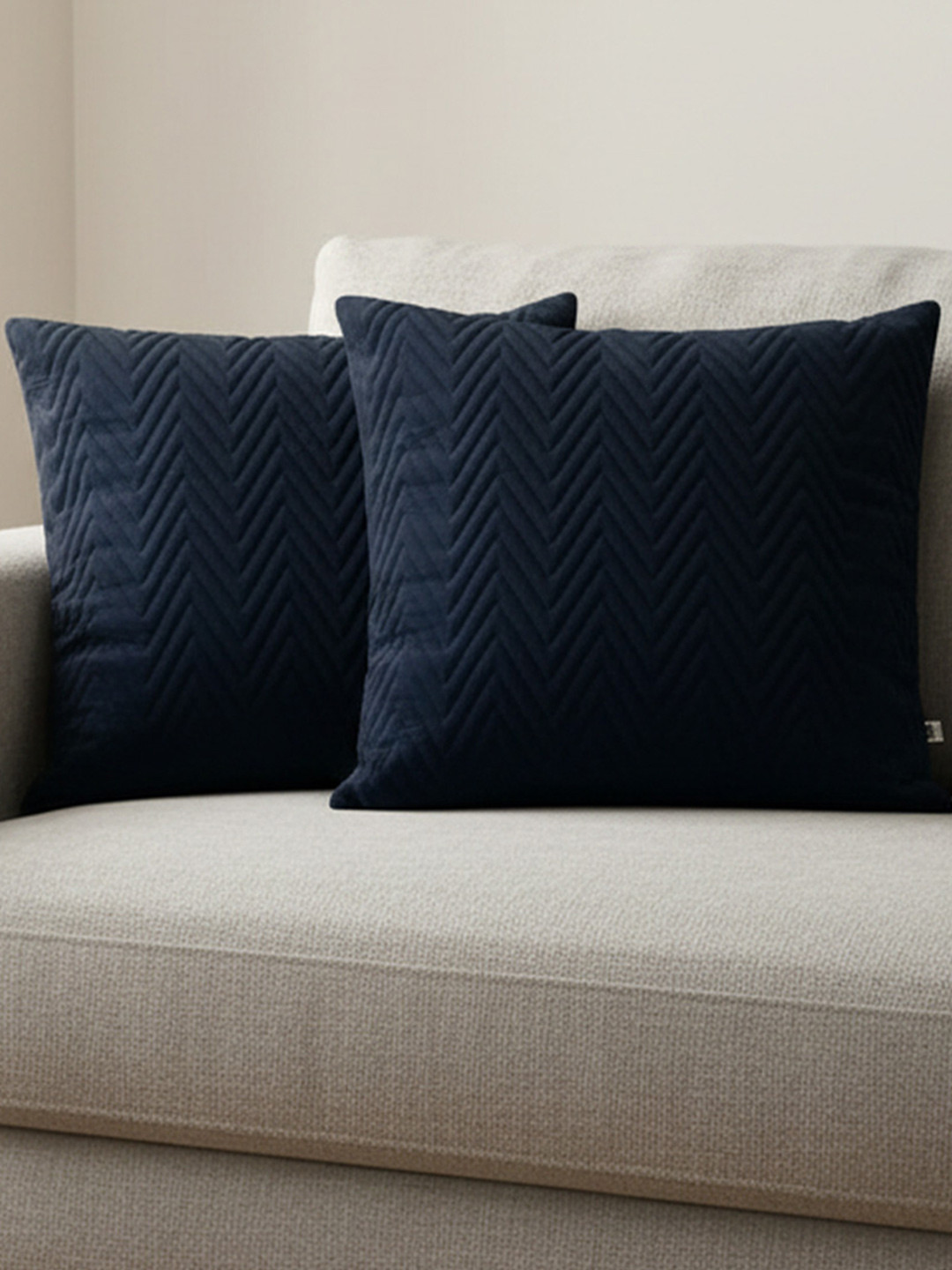 HOMEMONDE Blue Set of 2 Geometric Square Cushion Covers