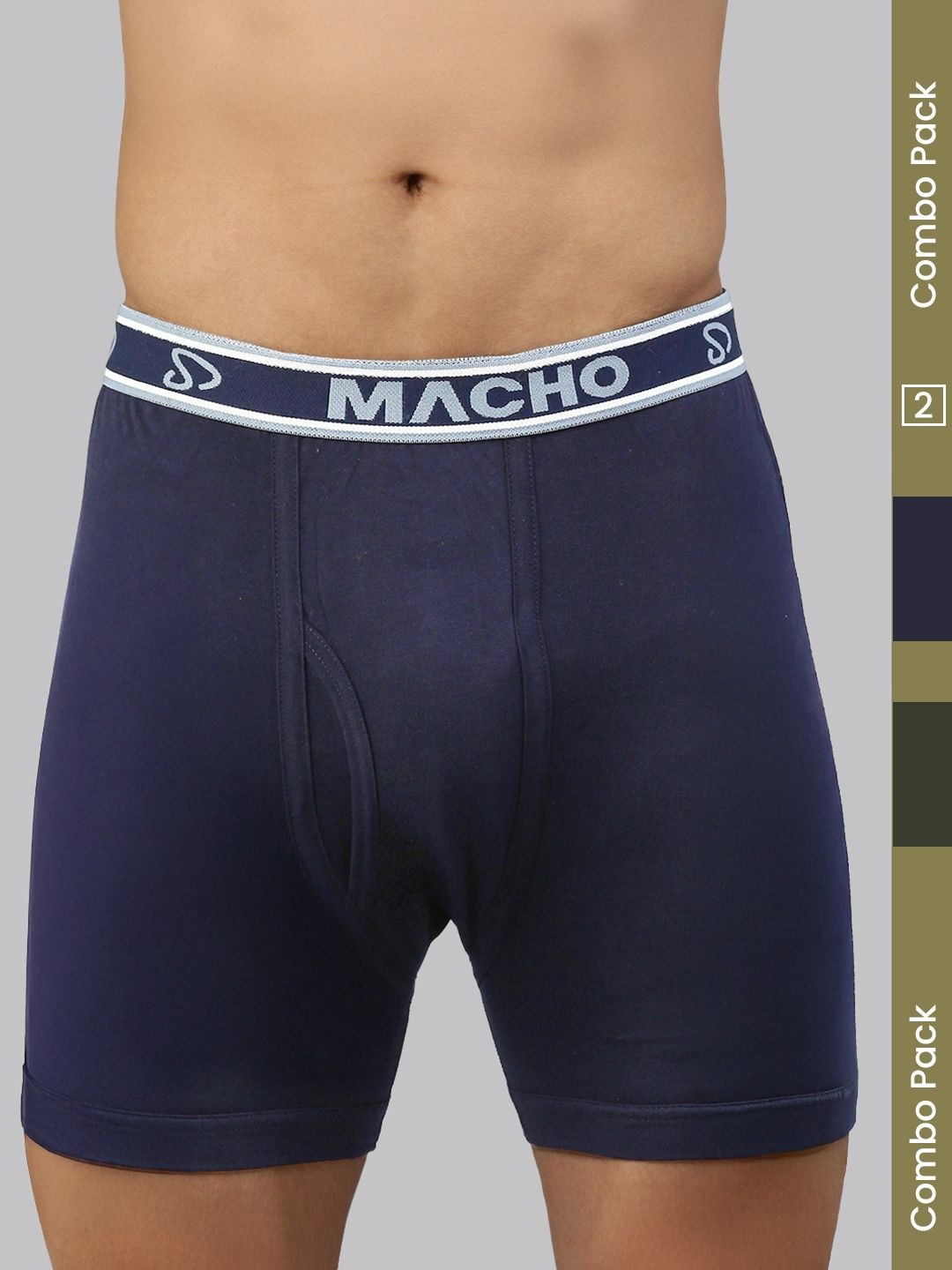 MACHO Pack Of 2 Pure Cotton Mid-Rise Long Trunk