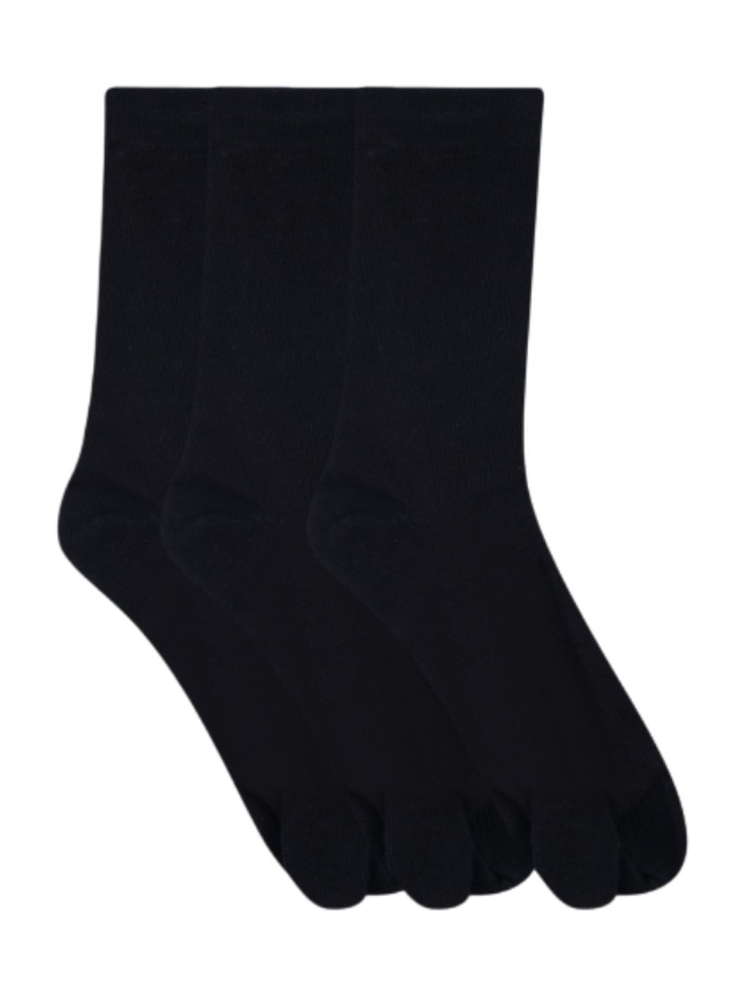 N2S NEXT2SKIN Women Pack Of 3 Black Solid Cotton Calf-Length Thumb Socks