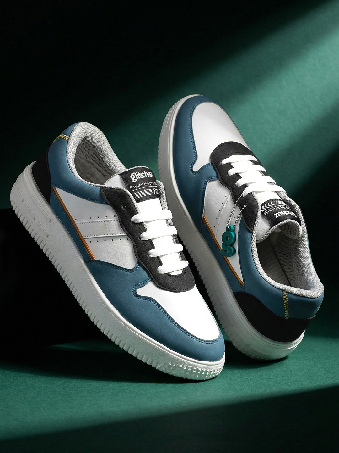 glitchez Men Colourblocked Perforated Sneakers