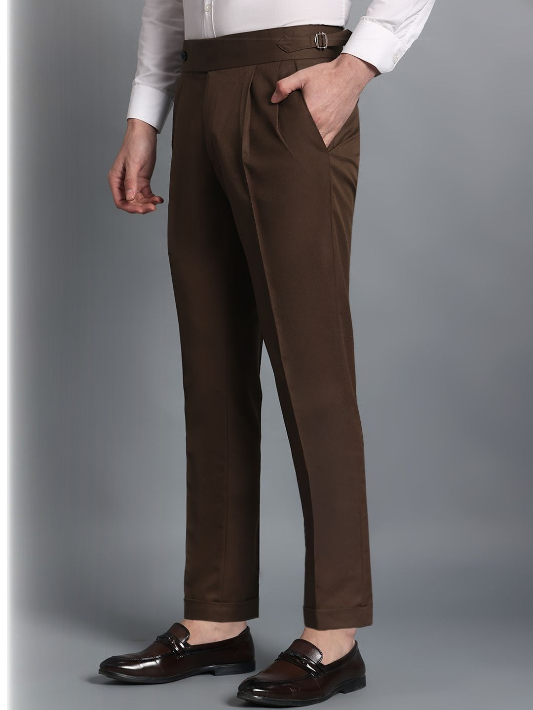 Qlanz Men Wrinkle Free Pleated Trousers