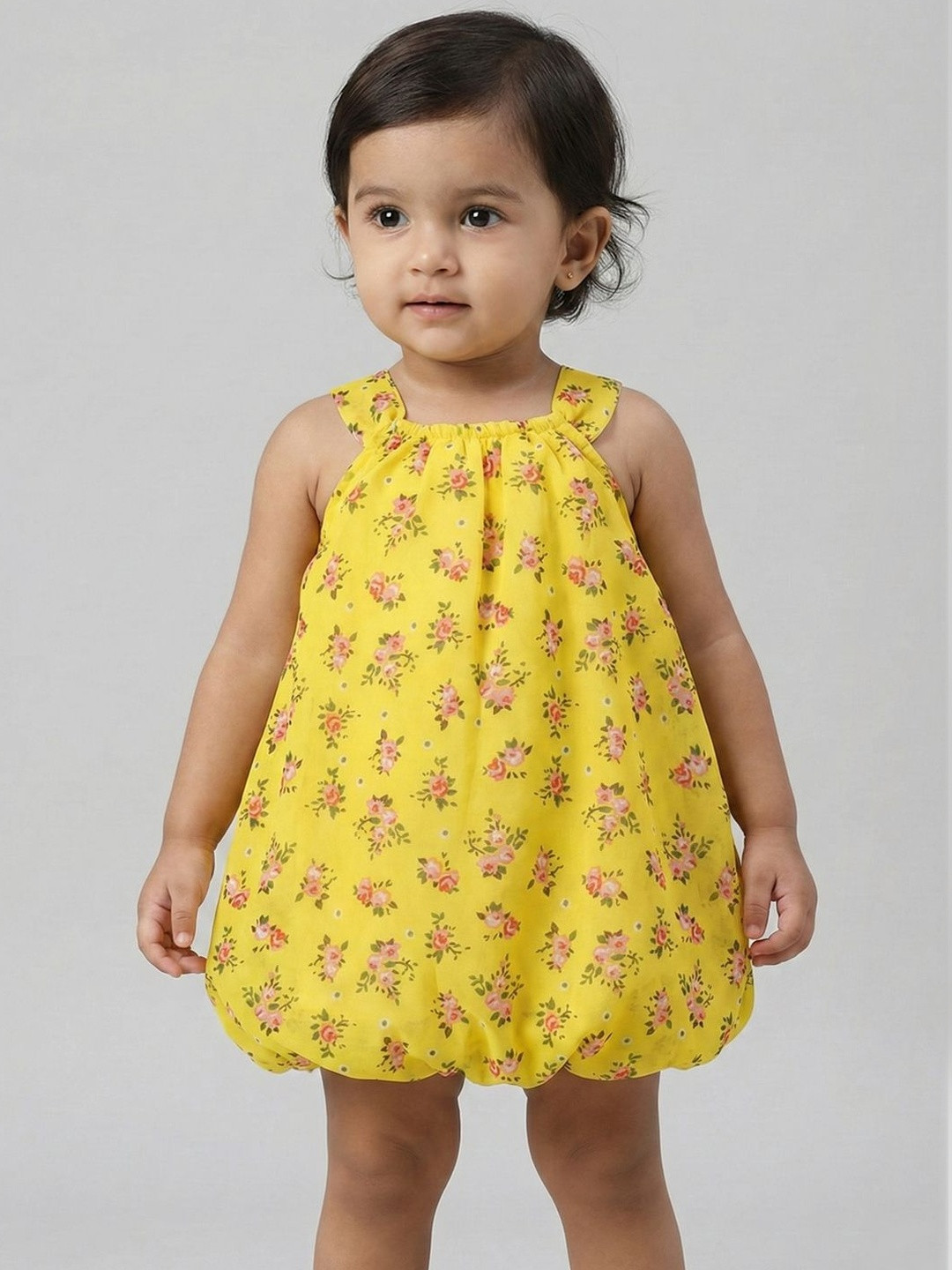 Creative Kids Infant Girls Printed Shoulder Strap Neck Bodysuit