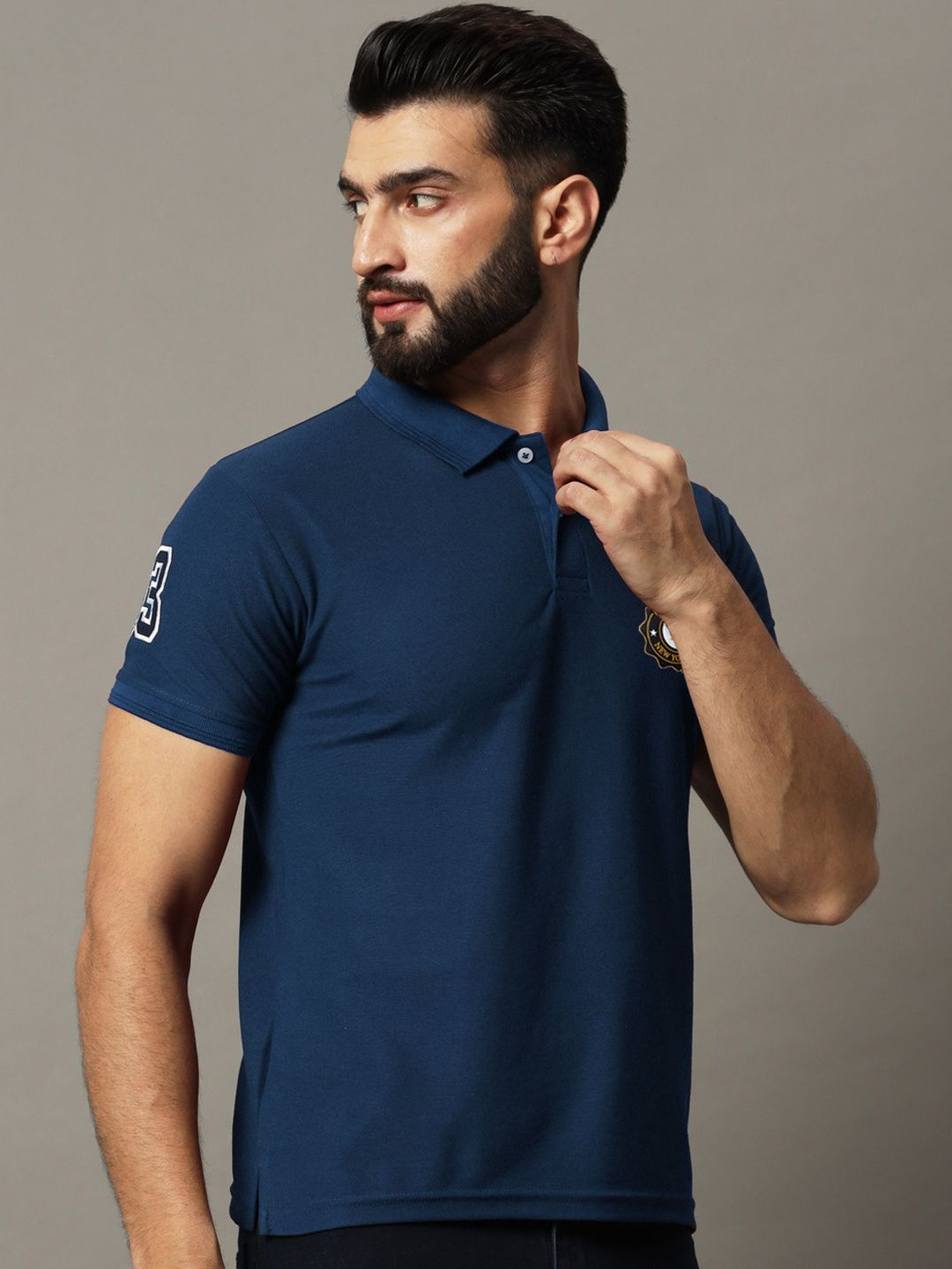 SZN Men Brand Logo Printed Polo Collar T-shirt