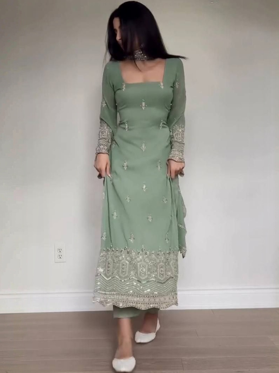 Vanshaft Collection Women Ethnic Motifs Embroidered Regular Sequinned Kurta with Trousers & With Dupatta