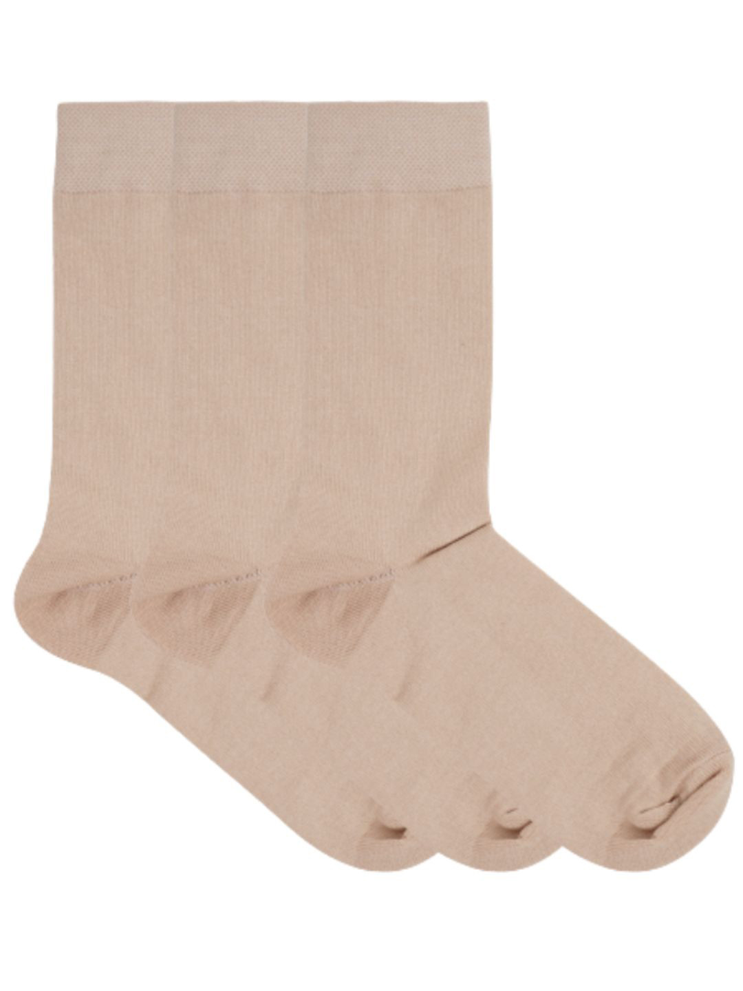 N2S NEXT2SKIN Women Pack Of 3 Beige Solid Cotton Calf-Length Thumb Socks