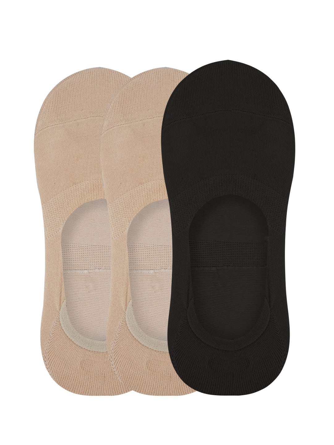 N2S NEXT2SKIN Women Pack Of 3 Assorted Cotton Shoe-Liners