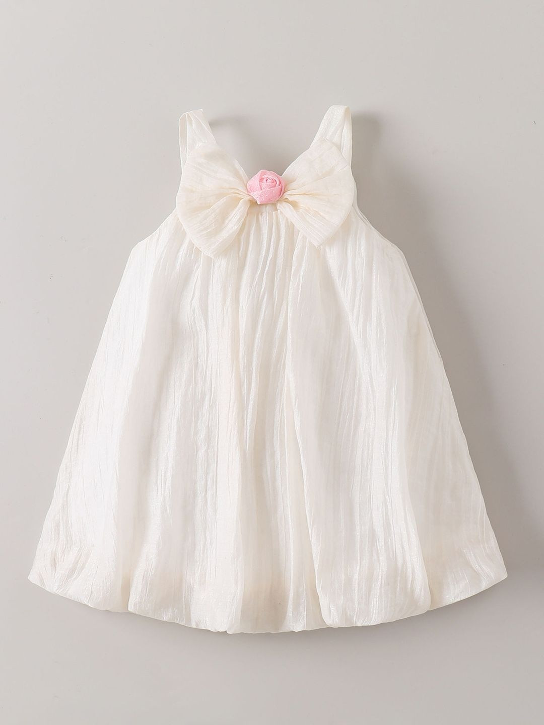 Hopscotch Bow Accent Cotton Midi Fit & Flare Dress