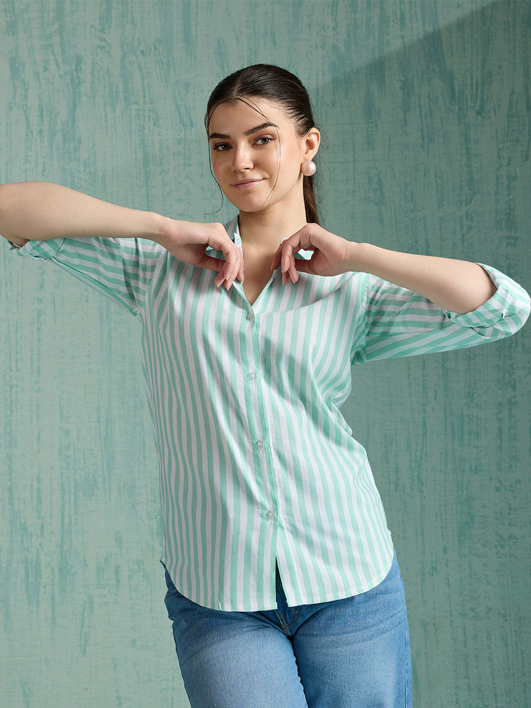 Sixth House Women Striped Casual Shirt
