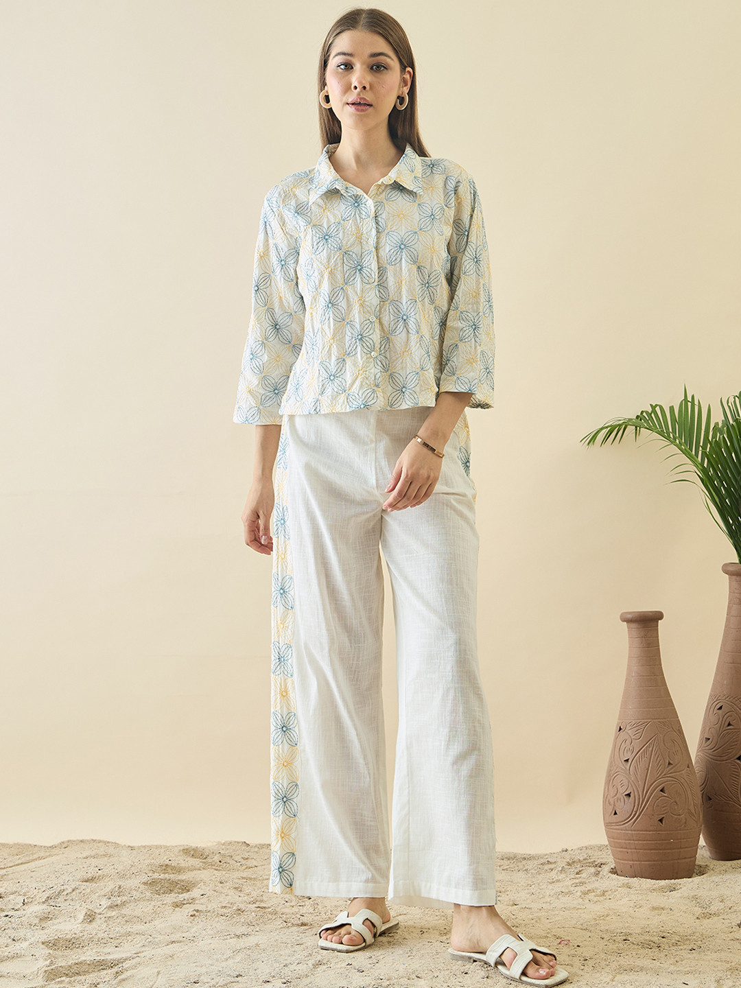 ZUMMER Printed Shirt Collar Shirt & Trousers Co-Ord Set