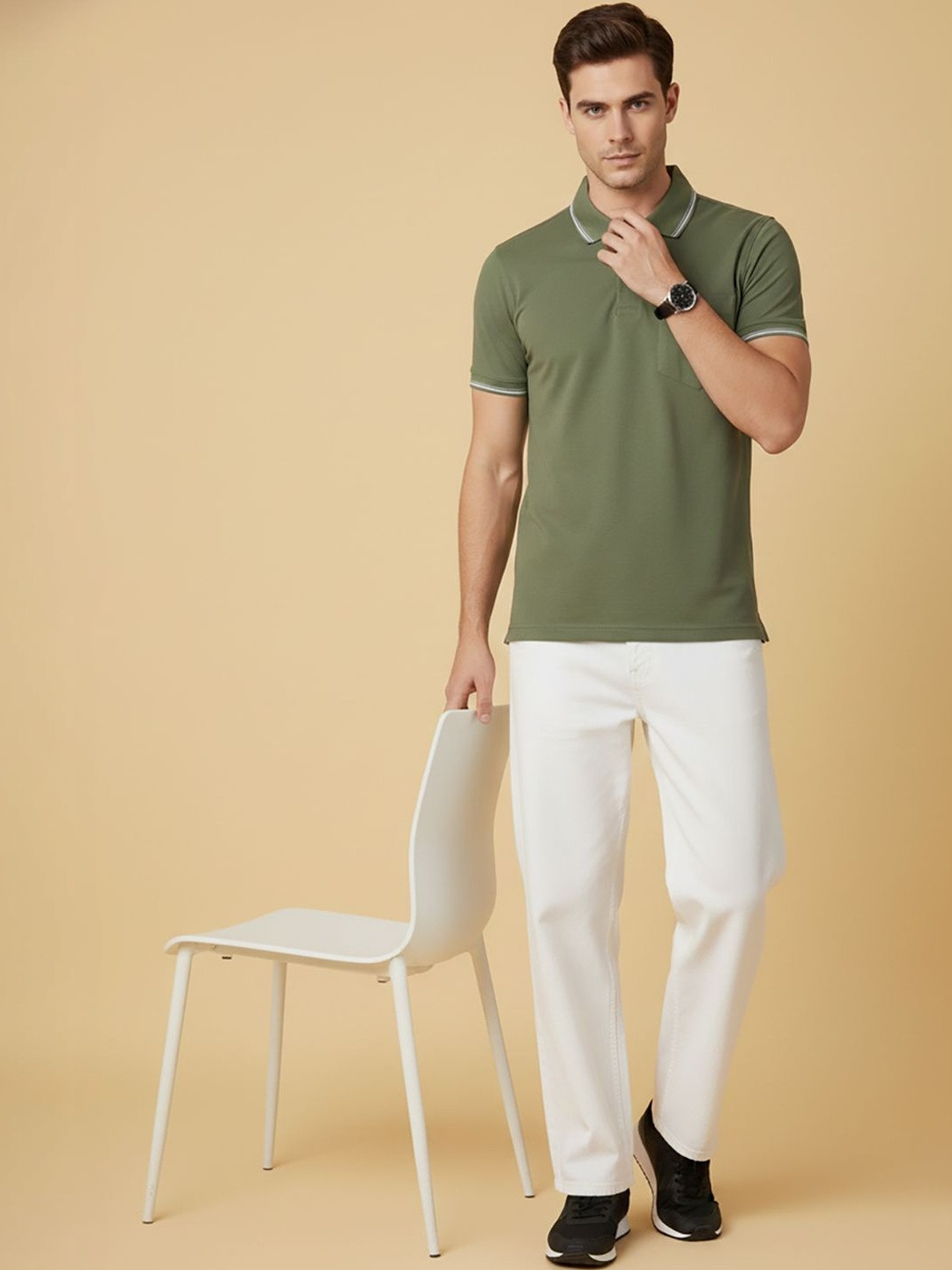 UNIBERRY Men Polo Collar Pockets T-shirt