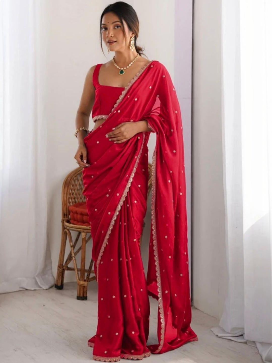 NAVANTIKA Embellished Zari Pure Georgette Saree