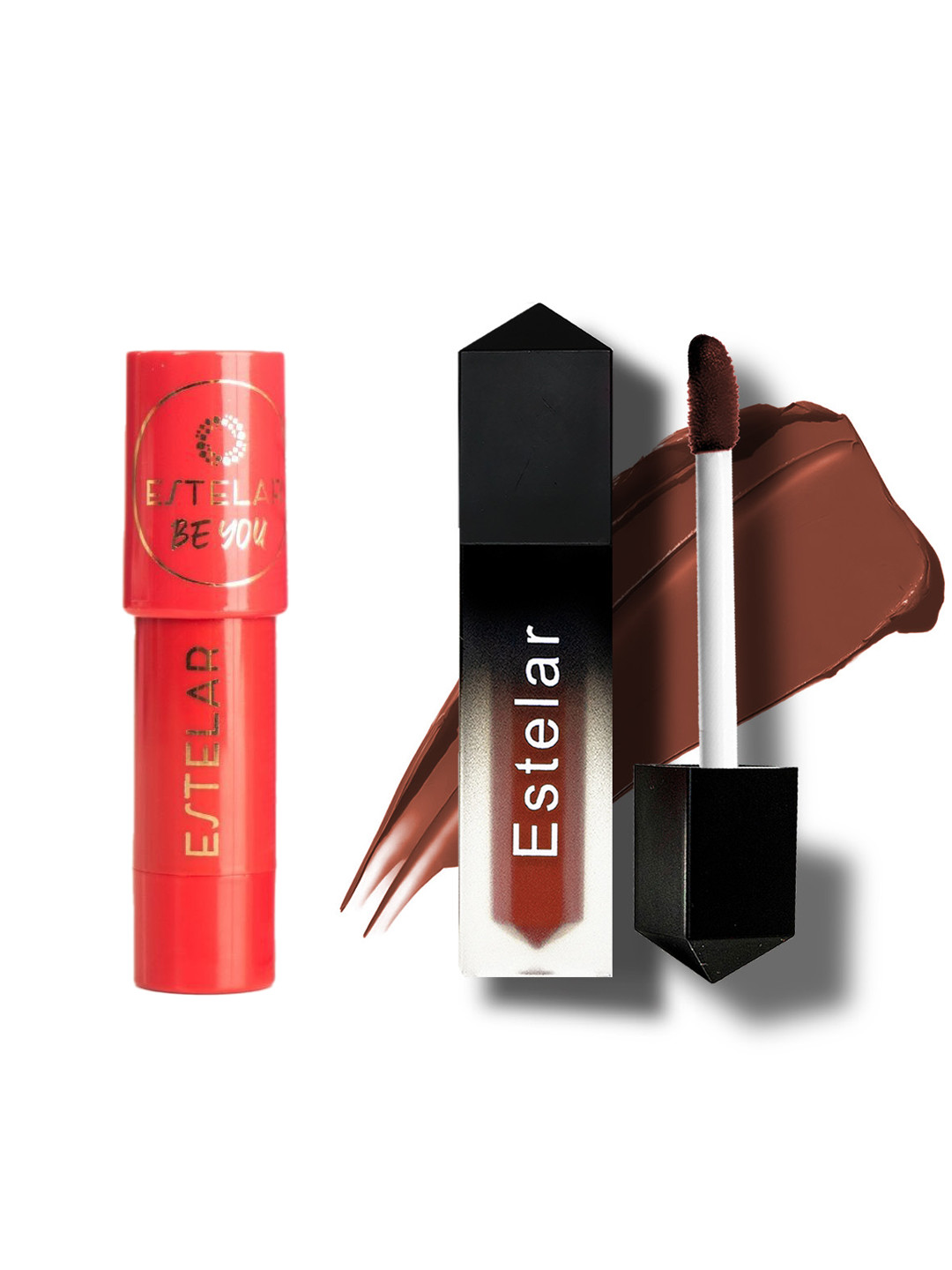 Estelar 2Pcs Shea Butter & Almond Oil Blush Stick & Matte Liquid Lipstick With Jojoba Oil