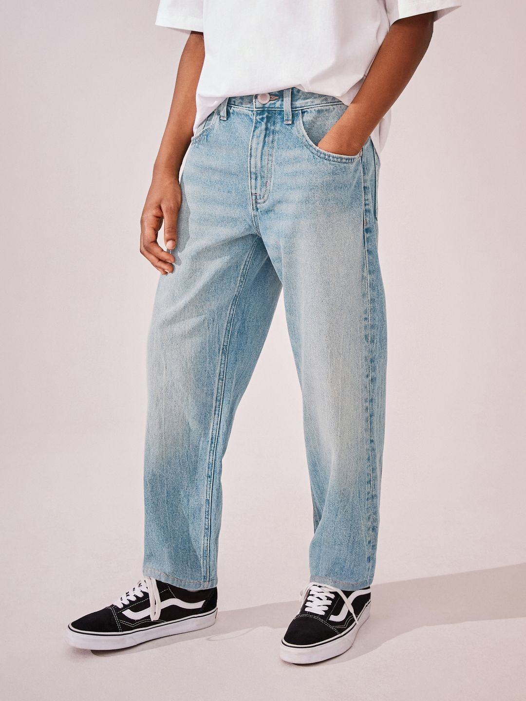 NEXT Boys Wide Fit Mid-Rise Heavy Fade Jeans