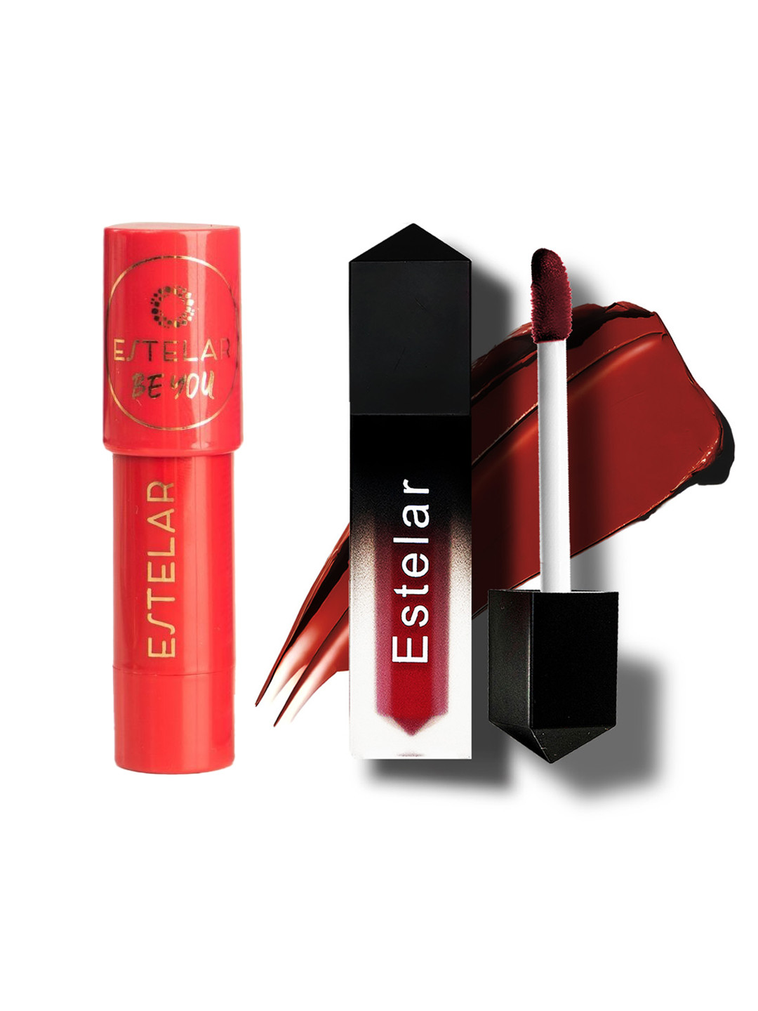 Estelar 2Pcs Shea Butter & Almond Oil Blush Stick & Matte Liquid Lipstick With Jojoba Oil