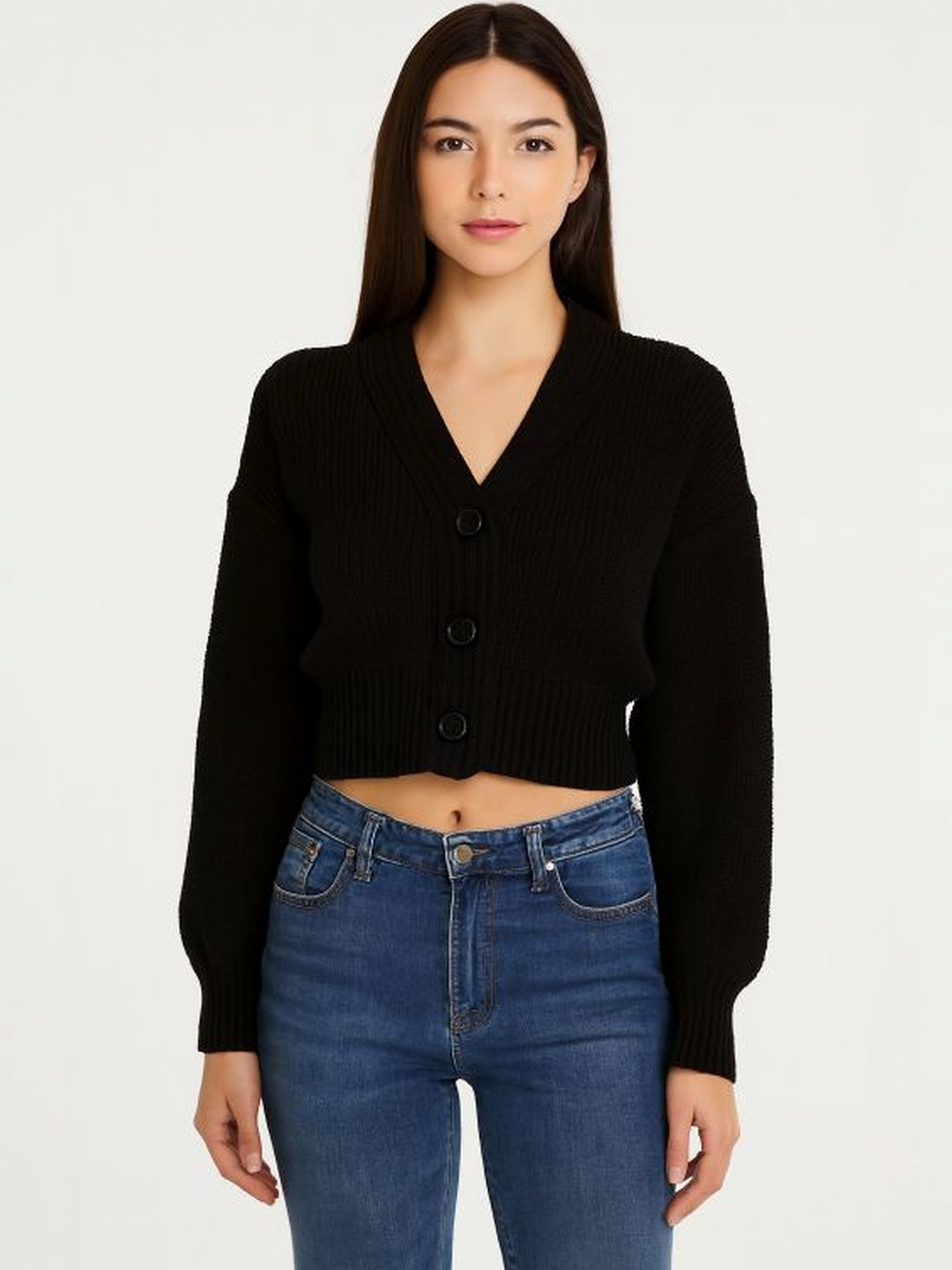 NoBarr Women Ribbed Crop Cardigan