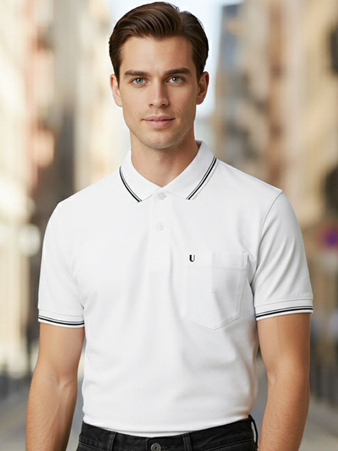 UNIBERRY Men Polo Collar Pockets T-shirt