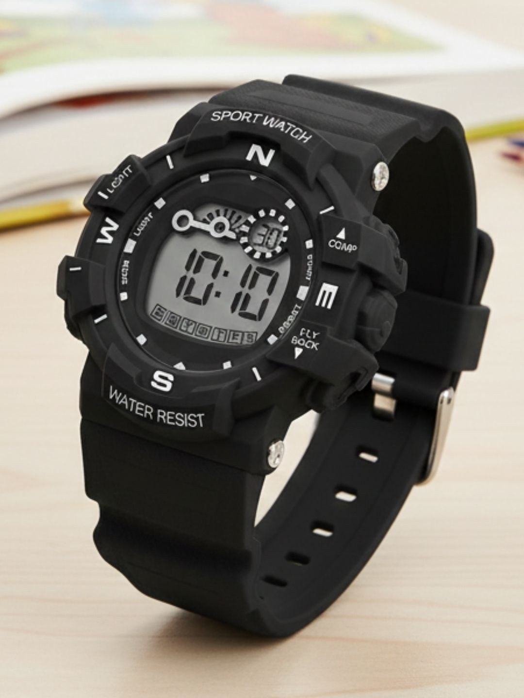 PAPIO Unisex Kids Dial & Straps Digital Stopwatch Watch KD-214 BLACK