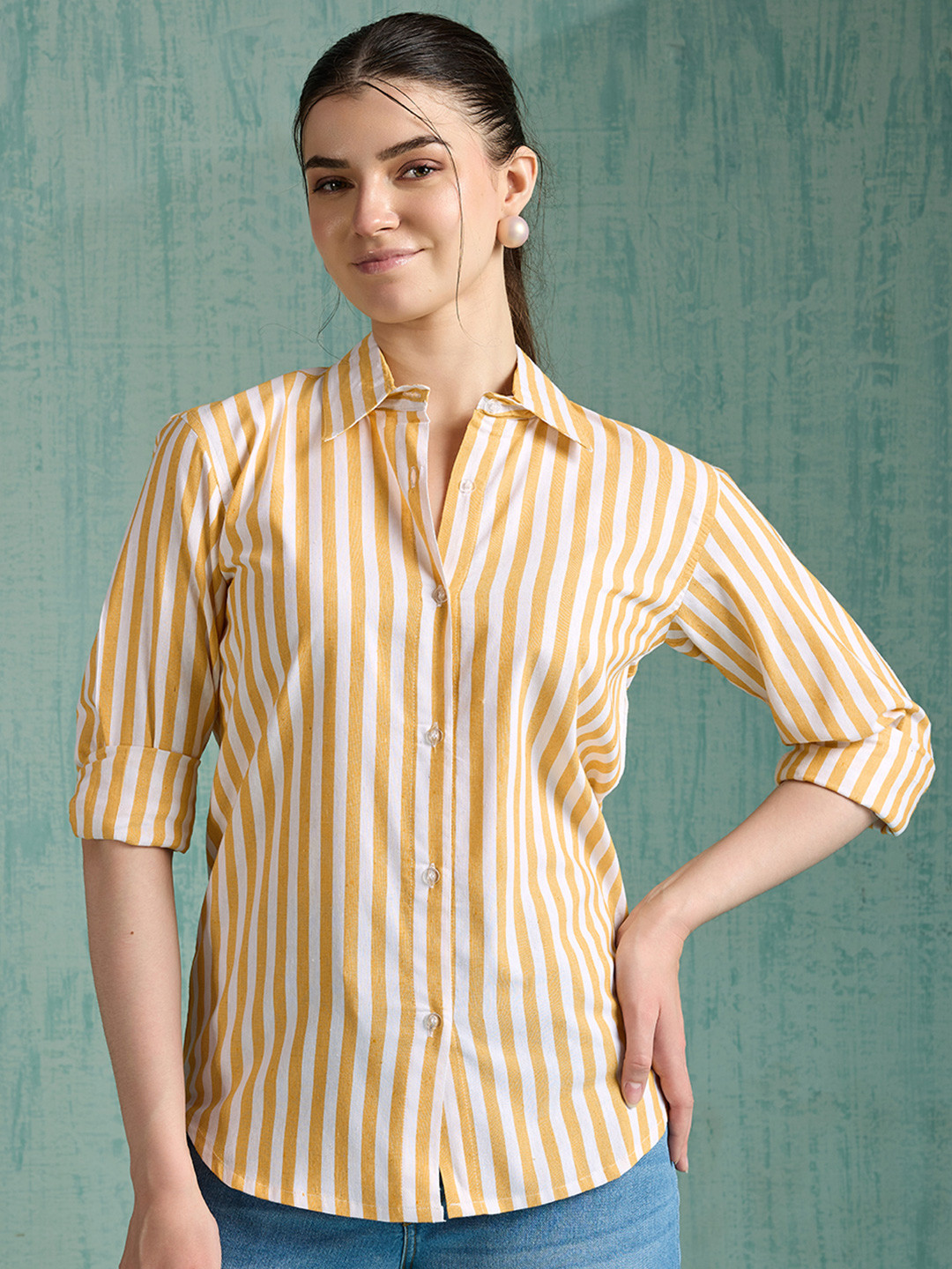 Sixth House Women Striped Casual Shirt