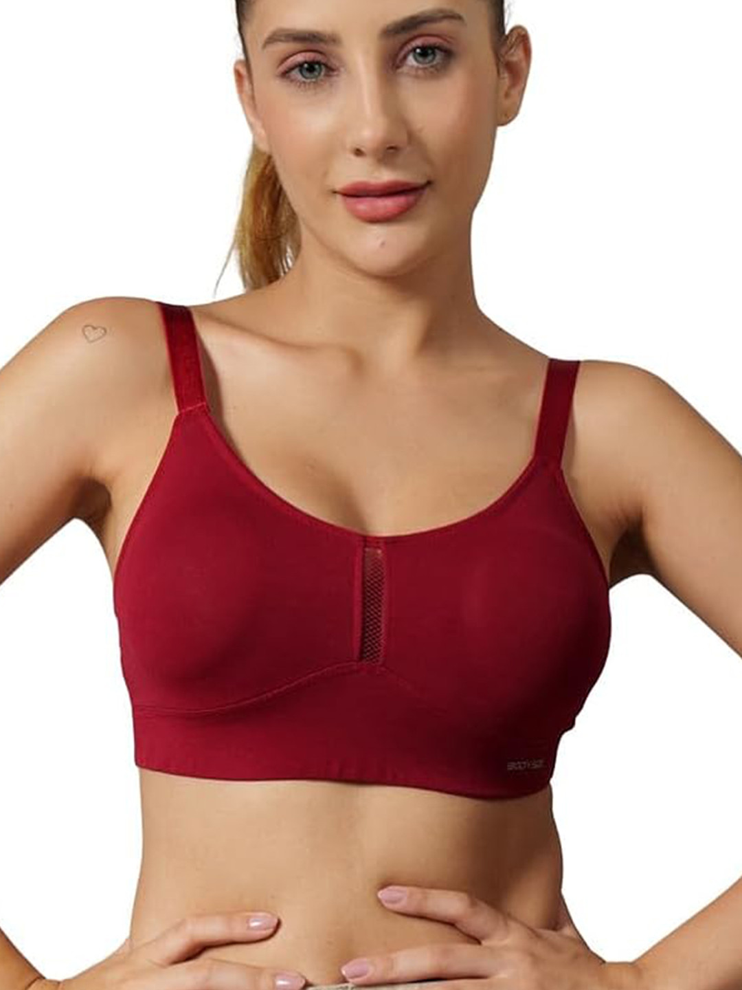 BODYSIZE Women Everyday Non Padded Cotton Sports Bra with Full Coverage Wire-Free